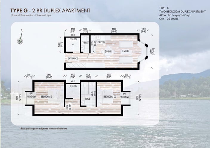 A type G duplex apartment floor plan
