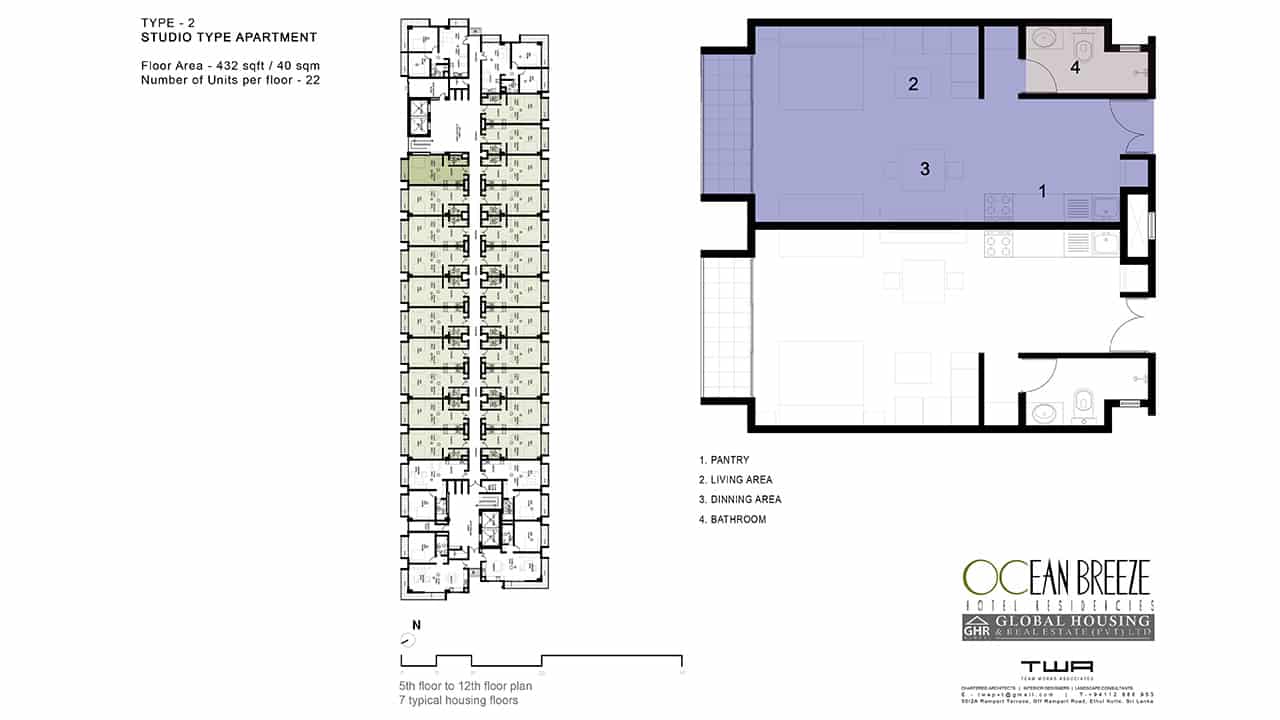 An image of the Ocean Breeze apartment floor plan