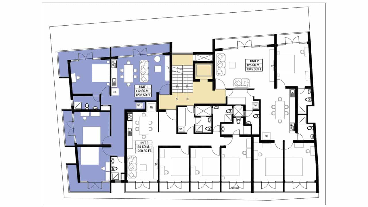 A floor plan of an apartment in Rajagiriya