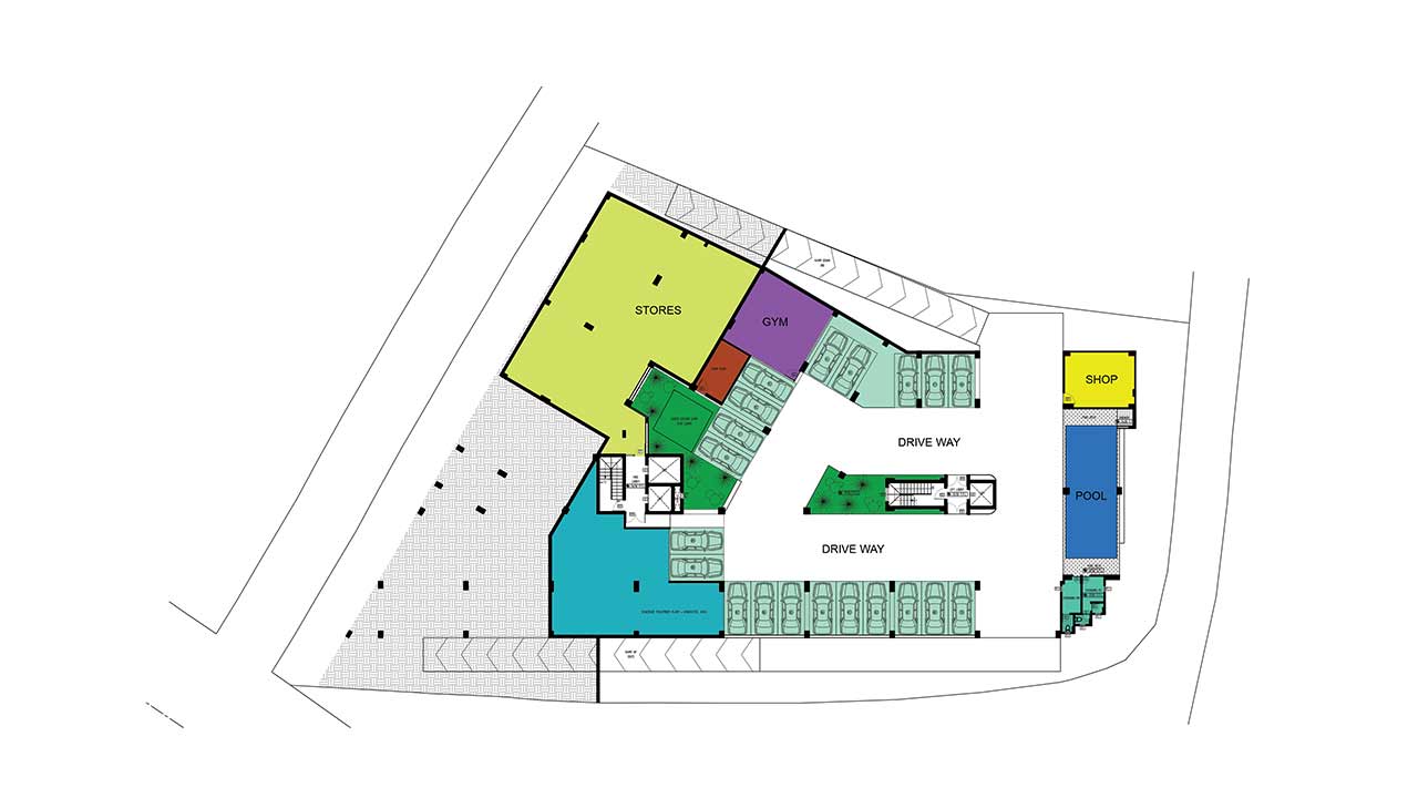 A basement floor plan of an apartment