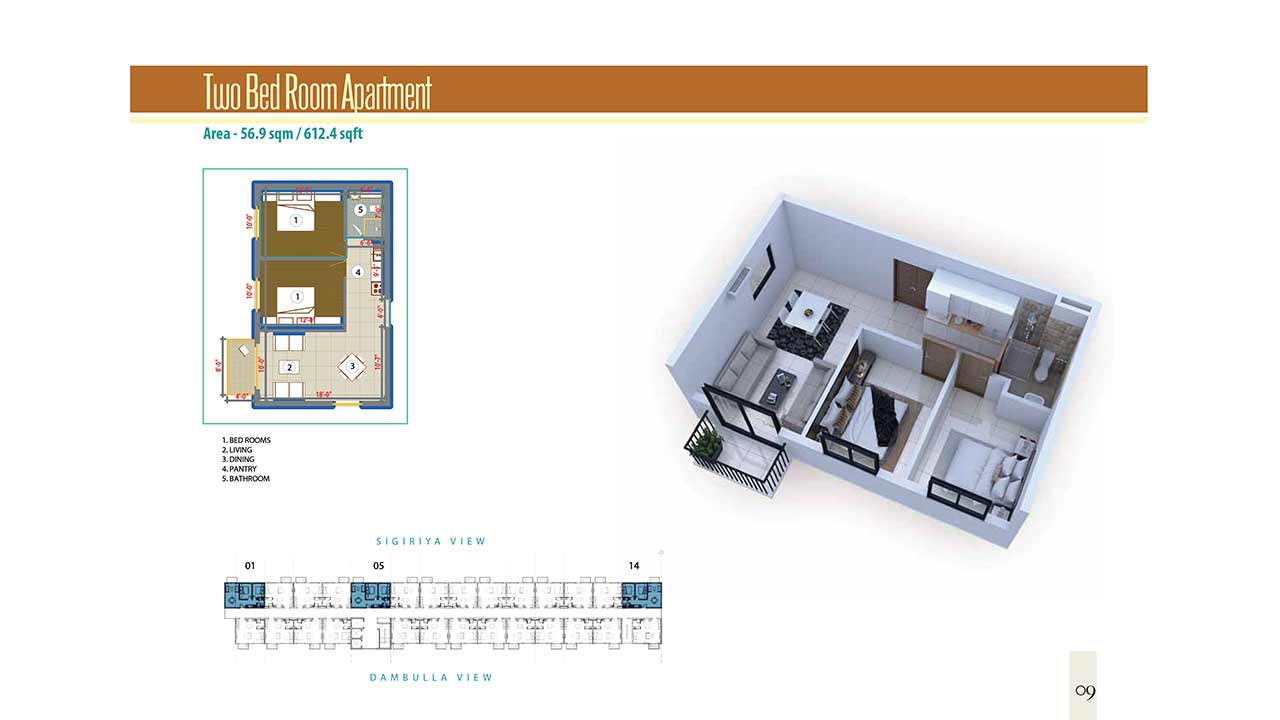 A two bedroom apartment floor plan